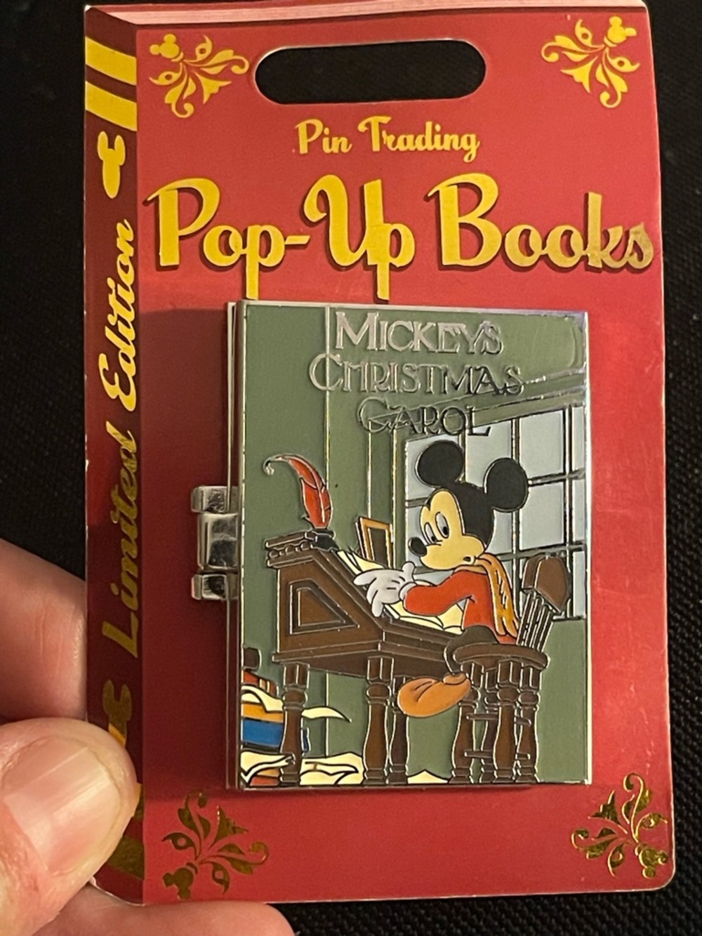 Disney Pop-Up Book Pin Featuring Scrooge and Pluto - Red, Green, Blue, Yellow